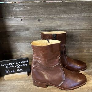 Womens Lavorazione Artigiana Brown Leather Ankle Boots Size EUR 40‎ US 9 M